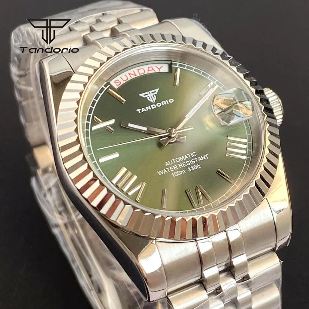 Tandorio Day Date Watch TD139 Seiko NH36 39mm / 36mm Sunburst Sapphire 10Bar