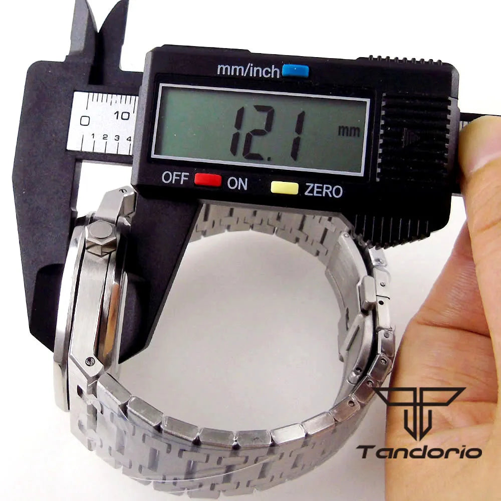 42mm Royal Oak AP Case Stainless Steel Brushed Octagon Watch Case Bracelet Glass Back Chapter Ring Sapphire Glass Fit NH35 NH36 Automatic Movement