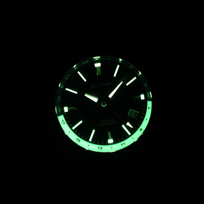 Baltany 40MM Date Sports Watch Man S6083 NH34 Auto Mechanica Watch Ceramic Bezel 20ATM Stainless Steel Bracelet Sports Watch