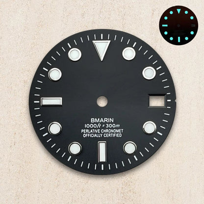 28.5mm S Logo Dial Blue Luminous Suitable For NH35/NH36/4R/7S Japanese Automatic Movement  Watch Modification Accessories