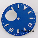 Fit NH38 NH38A Automatic Movement 29mm Blue/Green/White/Orange/Black Watch Hollow Dial Green Luminous Marks Watch Spare Parts