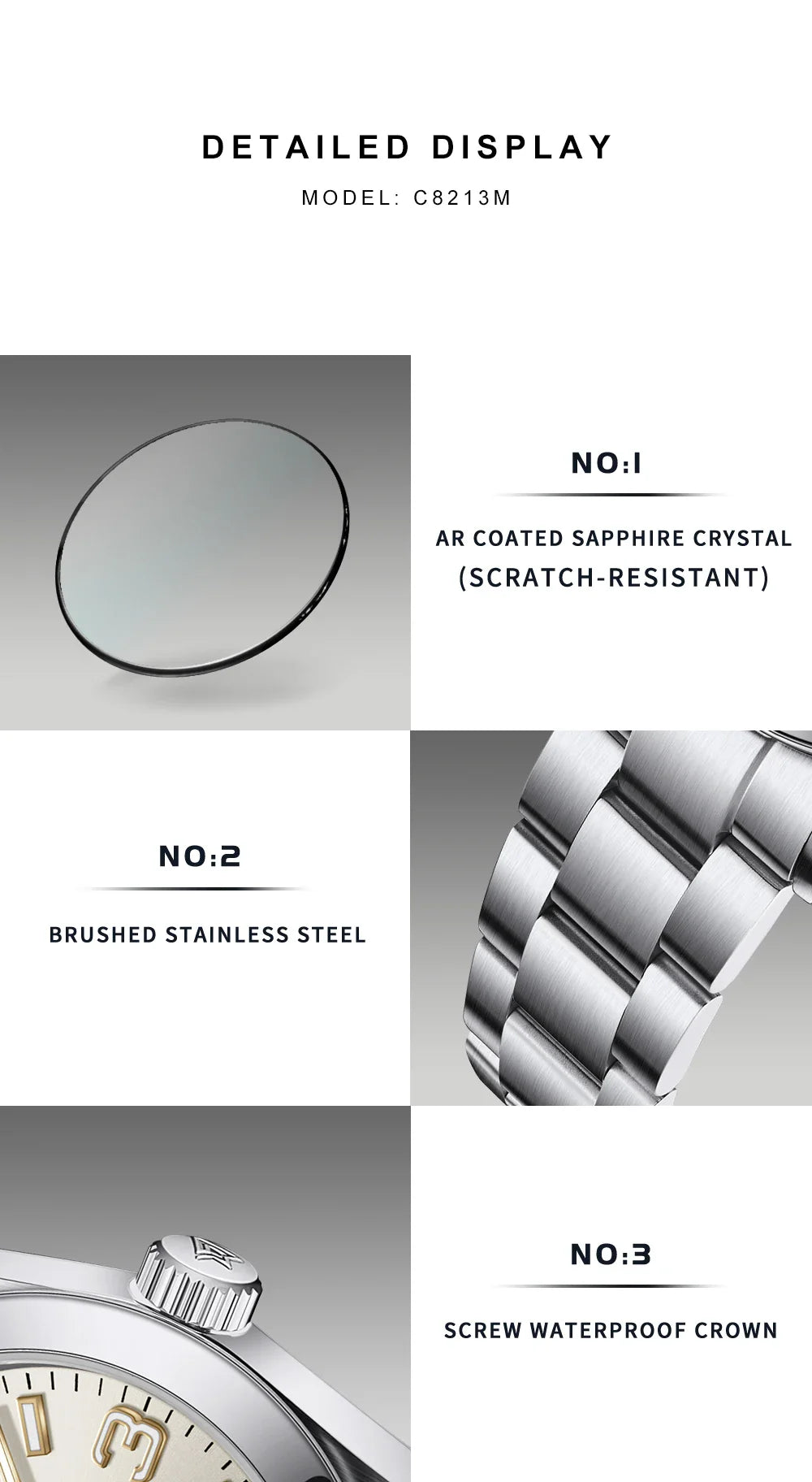 Cadisen C8213 Oyster Watch 36MM NH35 AR Sapphire BGW9 Lume 100M Waterproof