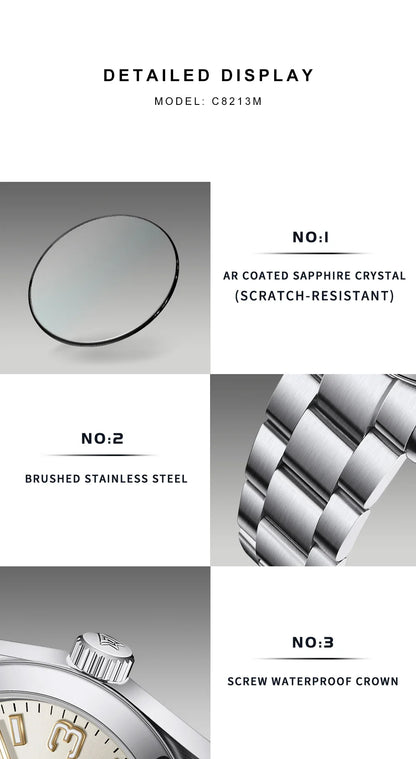 Cadisen C8213 Oyster Watch 36MM NH35 AR Sapphire BGW9 Lume 100M Waterproof