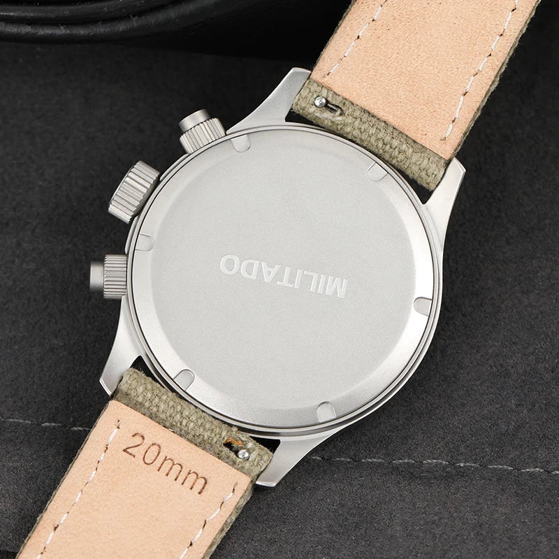 Militado ML1868KF Chronograph Watch  VK67 Quartz 10Bar 39MM Multifunction Military Watch BGW 9 Lume