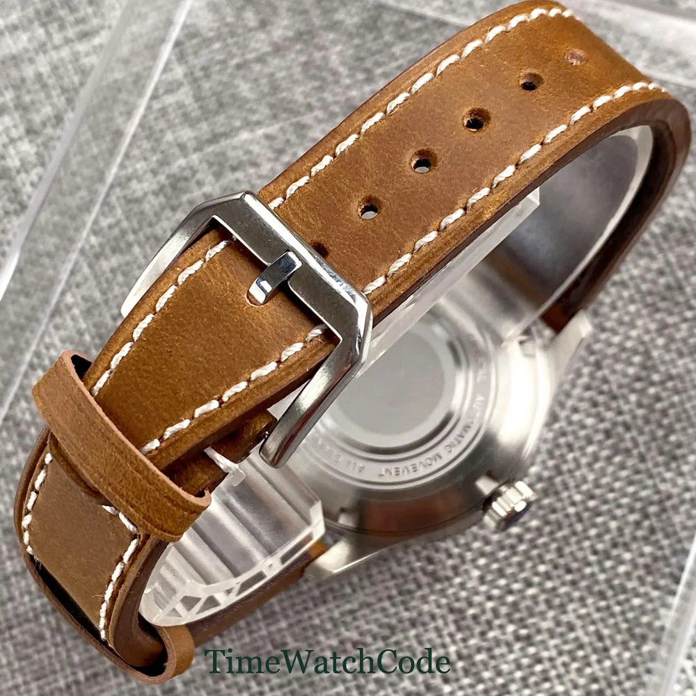 Tandorio Fluted Pilot Watch TD117A 20BAR  NH35 PT5000 Roman Numerals Sapphire 39mm