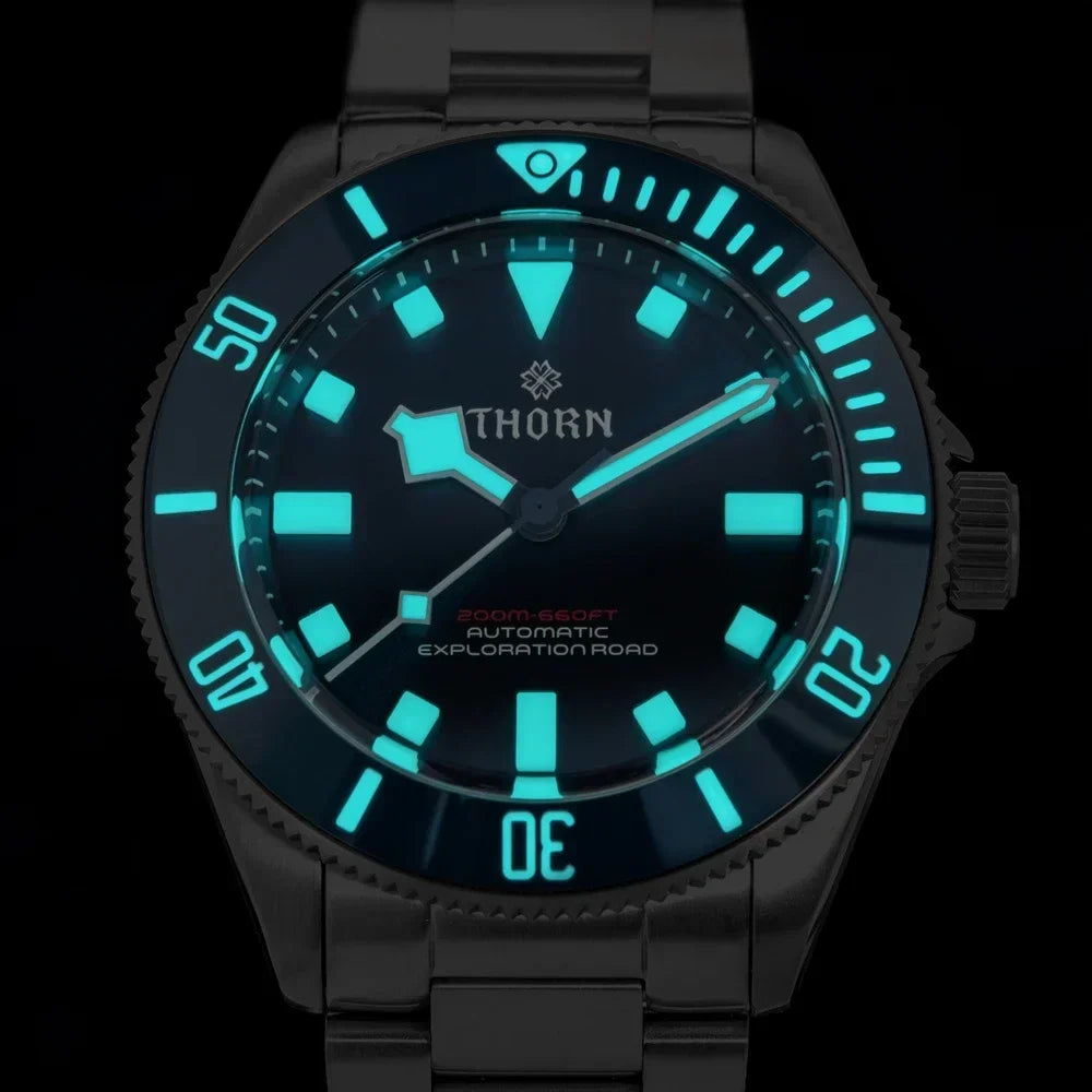 THORN SHY036 Titanium Sub Diver 39MM  Vintage PT5000  Automati Sapphire C3 Super Luminous 20bar
