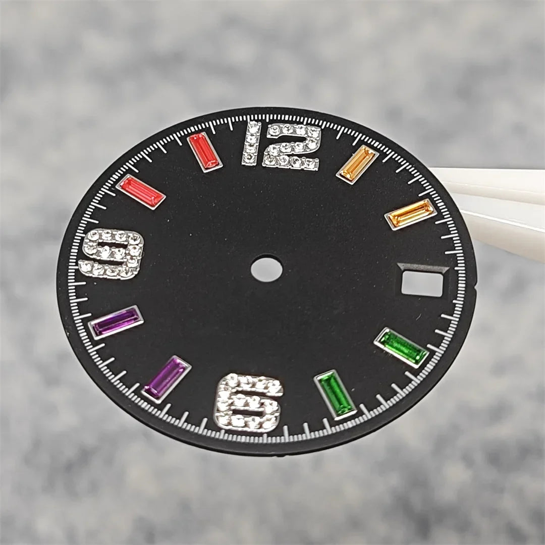 28.5mm Watch Parts Watch Dial Sun Pattern Rainbow Scale Watch Faces Modification Accessories for NH35/NH36/4R/7S Movement