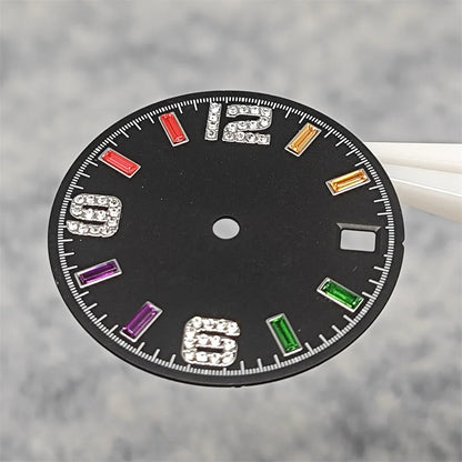 28.5mm Watch Parts Watch Dial Sun Pattern Rainbow Scale Watch Faces Modification Accessories for NH35/NH36/4R/7S Movement