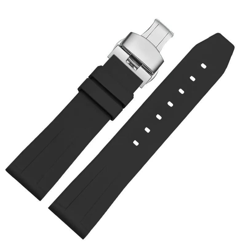 18mm 19mm 20mm  Fluorine rubber Watch Strap Men's  Silicone Bracelet For pilot flat lug diver