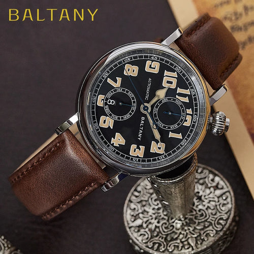 Customizable Baltany 41mm Polit Watch Man S6047 5ATM AR Sapphire Homage A-7 1935 Avigation Miyota 9122 Automatic Swiss Lume