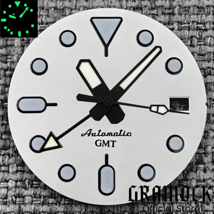 29mm Blue Red Black Orange GMT NH34 White Glossy Dial With Hands C3 Lume Fit NH34 Mechanical Watch Modified Accessories