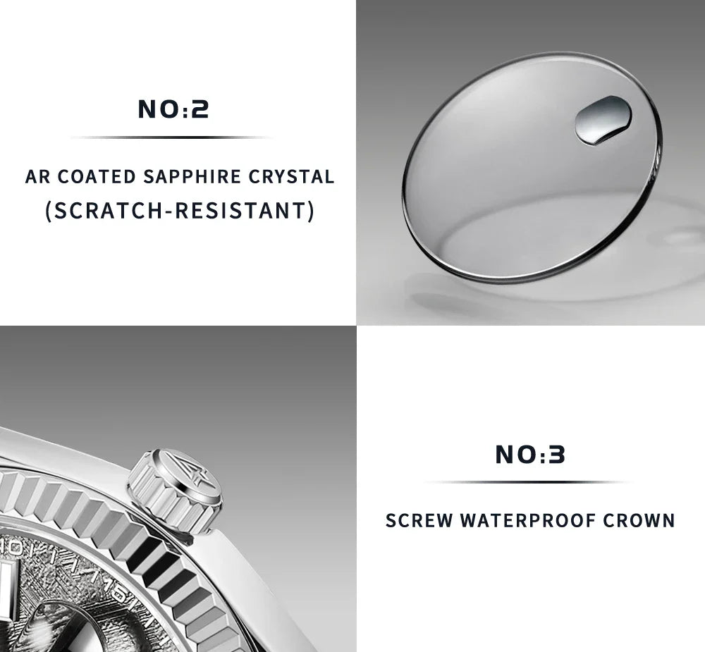 Cadisen C8214 DateJust Watch AR Sapphire MIYOTA 8215 10Bar C3 Lume 40MM