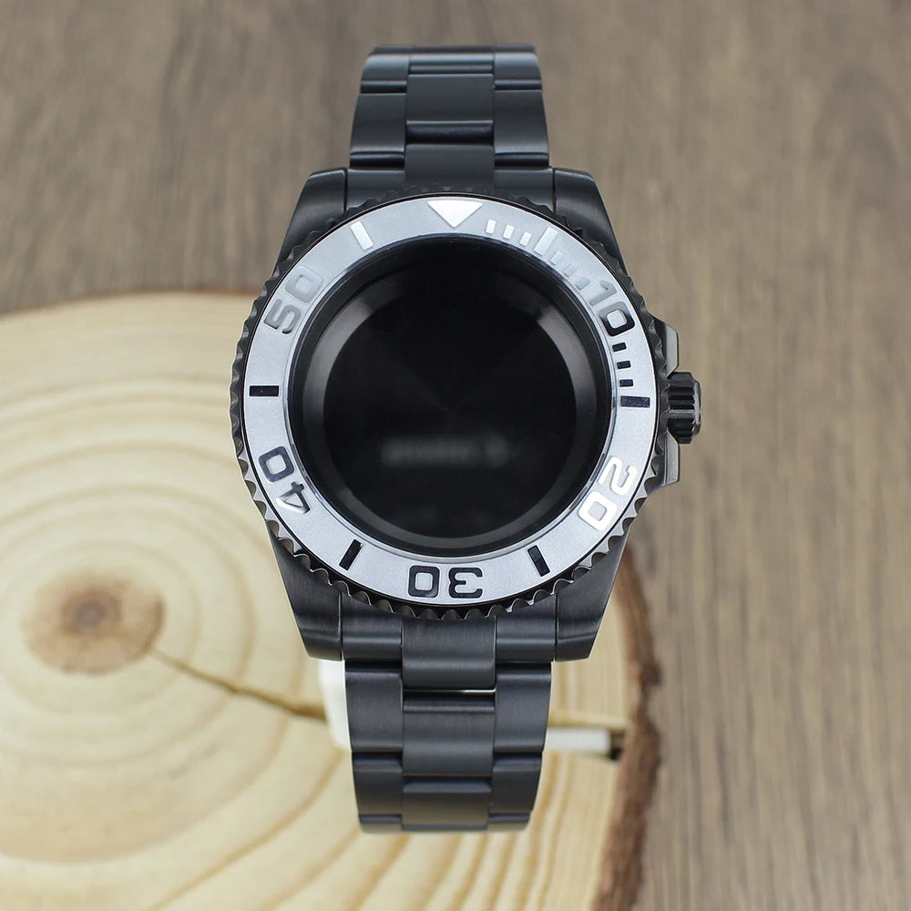 40mm NH35 Accessories Watch Case bands Sapphire for NH35 NH36 NH34 NH70 8215 2824 PT5000 Movt Black Yacht Ceramic bezel insert