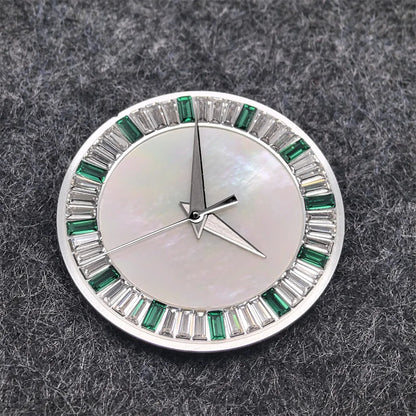 28.5mm Shell Watch Dial with Crystal High Quality Hands No Date No Luminous Watches Faces Modified Accessories