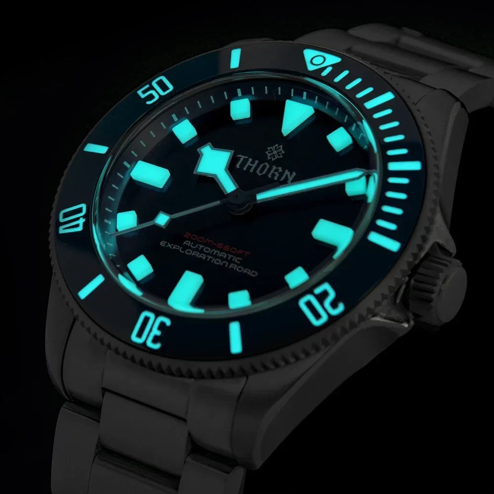 THORN SHY036 Titanium Sub Diver 39MM  Vintage PT5000  Automati Sapphire C3 Super Luminous 20bar