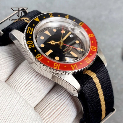 Tandorio NH34 GMT Watch 6542 homage 38mmTD218S Sapphire 20BAR Diver 24H Glass Bezel Sapphire