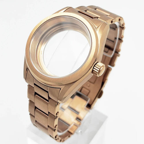 38mm NH35 Case Sapphire Glass RoseGold Watch Case Stainless Steel Strap Fit NH35 NH36 ETA2824 PT5000 Movement Watch Accessories