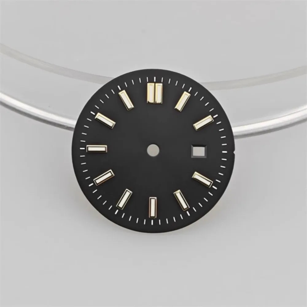 24.5MM Watch Dial Green Luminous Logbook Faces Women's Mechanical Watch Accessories for NH05 /NH06 Movement for 31mm Case