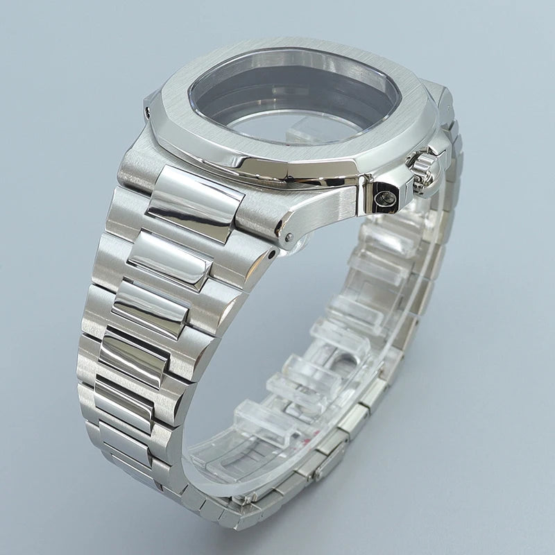 Silver/Black/Rose Gold 40mm Watch Cases Strap Parts Sapphire Glass For NH35 NH36 NH34 NH38 NH72 Movement 30.8mmDial Mod Nautilus