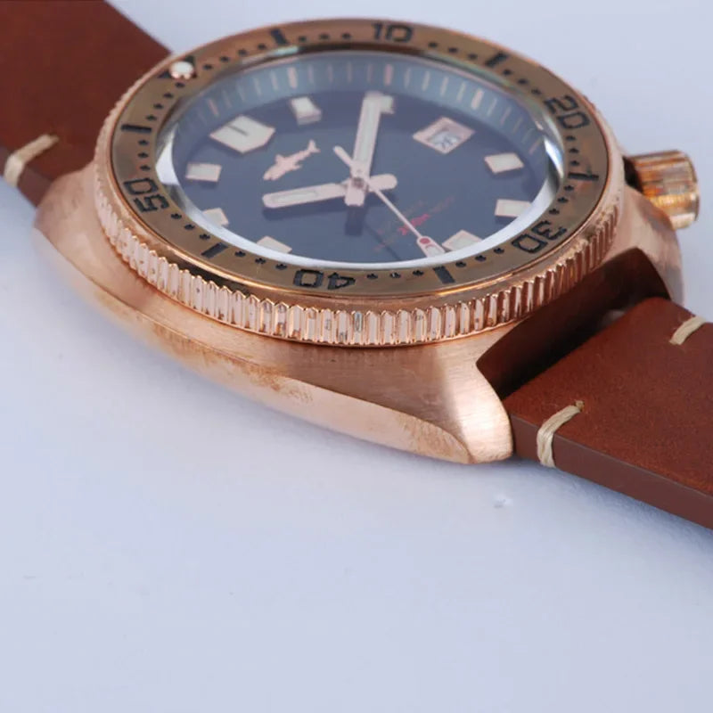 Heimdallr Turtle 6105 Watch CUSN8 Bronze 45mm Sapphire Crystal NH35 20Bar C3 Super Luminous