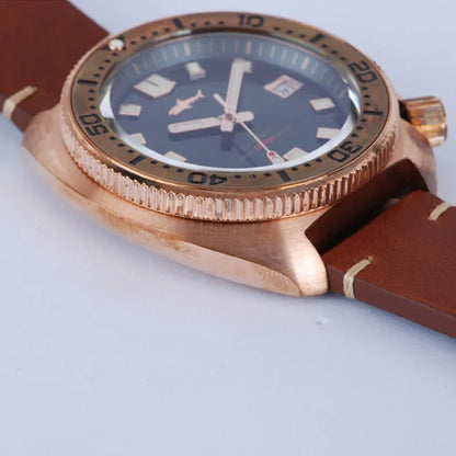 Heimdallr Turtle 6105 Watch CUSN8 Bronze 45mm Sapphire Crystal NH35 20Bar C3 Super Luminous