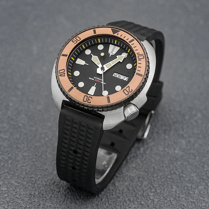 Golden Sterile Turtle SKX6105  Abalone NH36A Sapphire 20Bar Ceramic Bezel 44mm