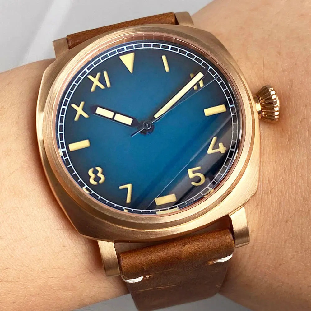 Tandorio CUSN8 Bronze /Stainless Steel Radiomir TD113B AR Sapphire Sandwich California 42mm Square NH35 PT5000 20atm