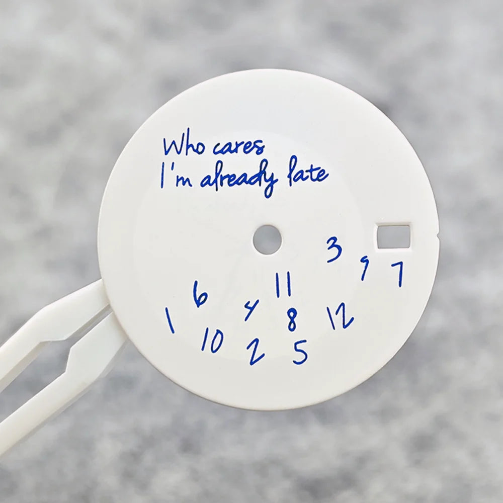 28.5mm Dial+hands Nh35 Nh36 Dial Suitable "Who Cares, I'm Already Late" Dial For NH36/35 Movement Watch Accessories