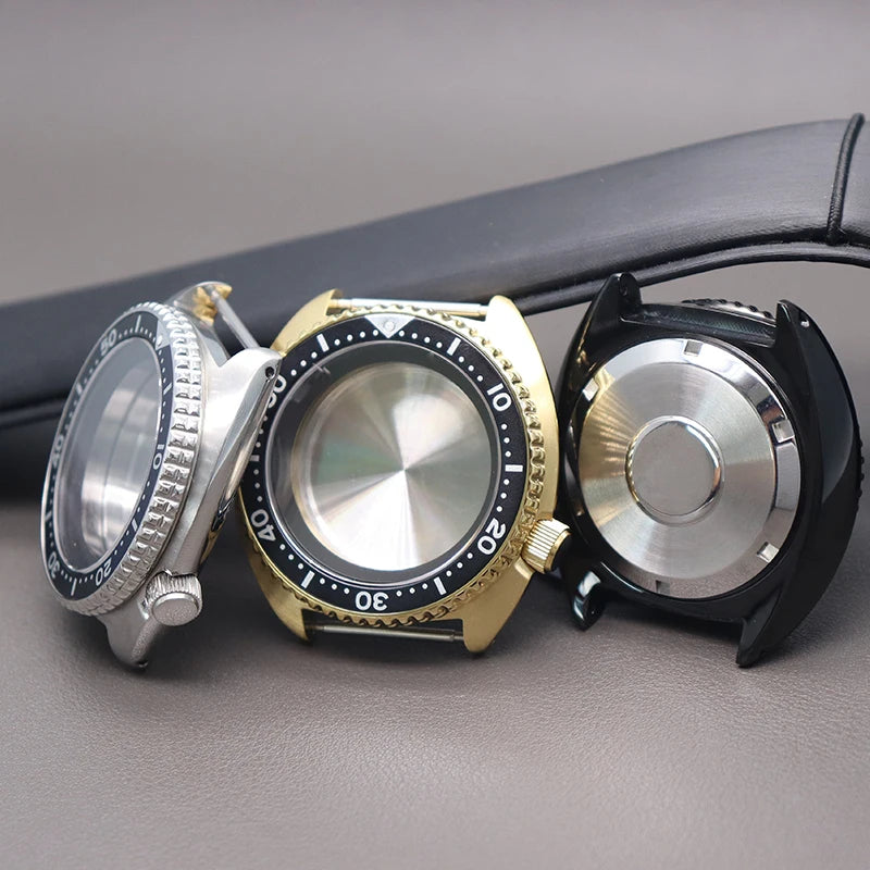 45mm Diving SKX Watch Case Sapphire Crystal Glass For Turtle Abalone Seiko NH34 NH35 NH36 NH38 4R36 Movement With Chapter Ring