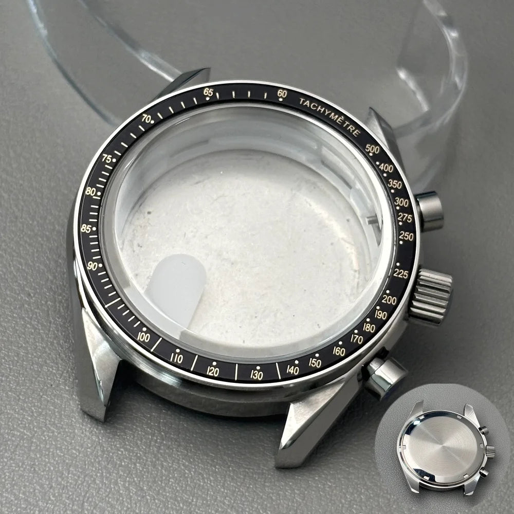 VK63 case 39.7mm moon metal case chronograph case bezel,VK63 Fashion Business watch sealed back moon watch mission mod