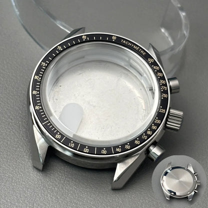 VK63 case 39.7mm moon metal  watch case chronograph case bezel,VK63  Business watch sealed back moon watch mission mod