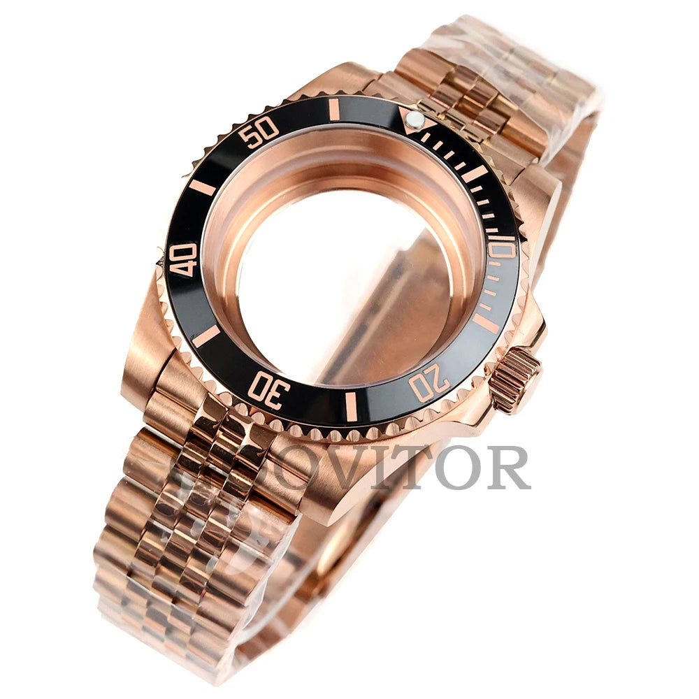 NH35 Watch Case 40mm For GMT YACHT-MASTER Seiko NH34/NH35/NH36/NH38 Movement Rose Gold Jubilee Bracelet Submariner NH35 Case