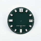 NH35 Dial 28.5mm Green Luminous with Single Calendar Window Watch Dial Abalone Diving Watch Faces for NH35A/4R35 Movement