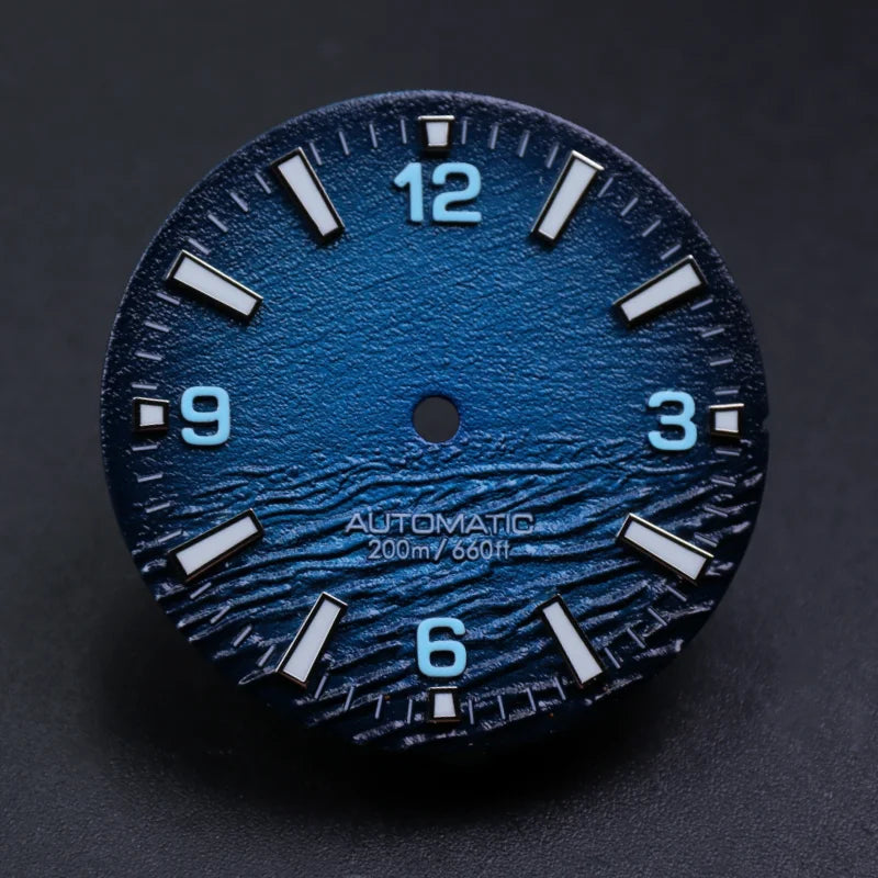 New Style Sea High Quality 28.5mm Diving Watch 3 Or 3.8 Crown Dial Face For Seik Nh35 Movement Skx007 Mods With C3 Bgw9 Luminous