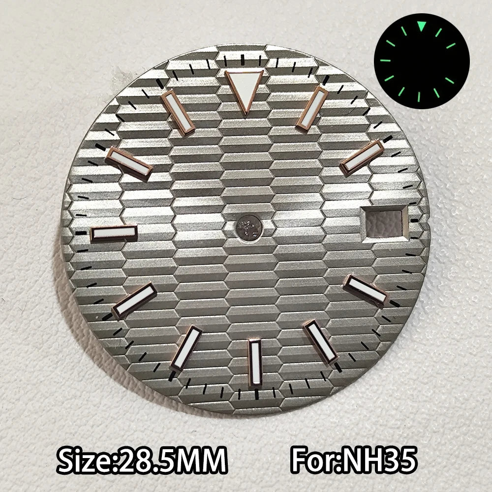 28.5mm Watch Dial For NH 35 NH36 Movements Green Luminous Single/No Date just Calendar Dial Roman Men Watches Accessories