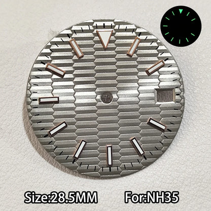 28.5mm Watch Dial For NH 35 NH36 Movements Green Luminous Single/No Date just Calendar Dial Roman Men Watches Accessories