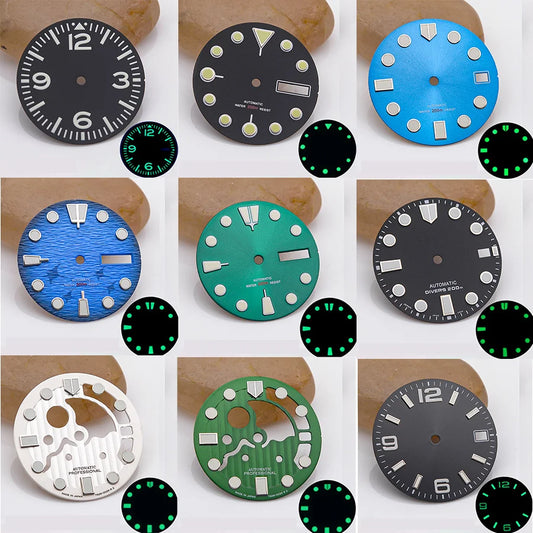 28.5mm Watch Dial NH35 NH36 Dial fit For SKX007 SPRD 6105 Tuna SPB185 SPB187 Watch Cases Feet 3.0 3.8 4.1 Green Luminous Dial