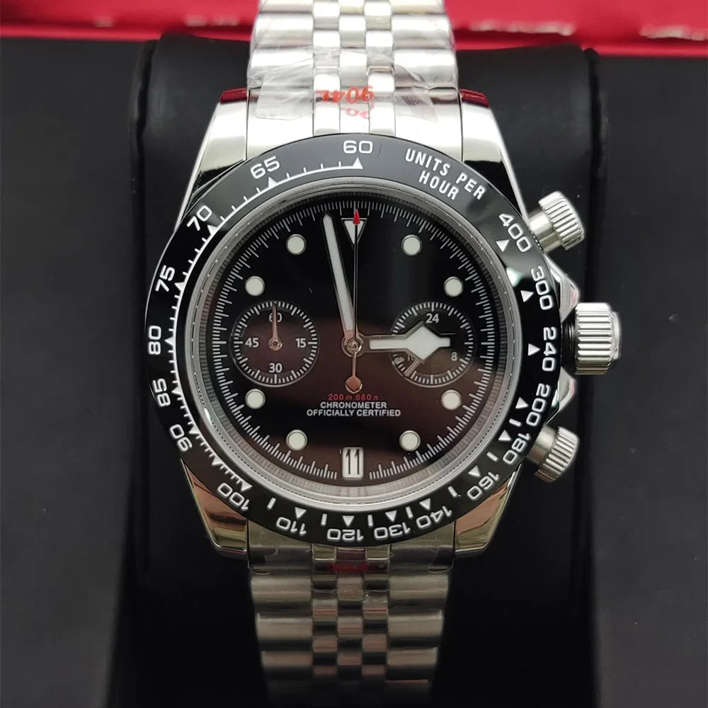 Sterile Chronograph Watch Customizable VK64 Quartz 40mm Panda Sapphire 39MM 5BAR