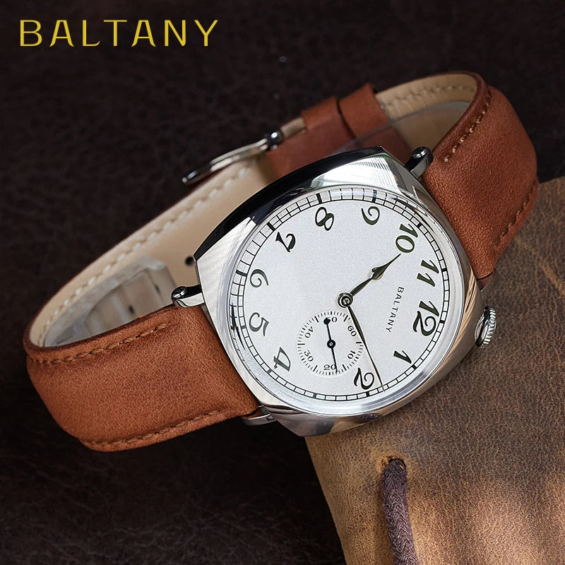 Baltany  Dress Watches Man S4046 1921 Sub-second Homage ST1701 Stainless Steels Classic Square Case Vintage Mechanical Watch