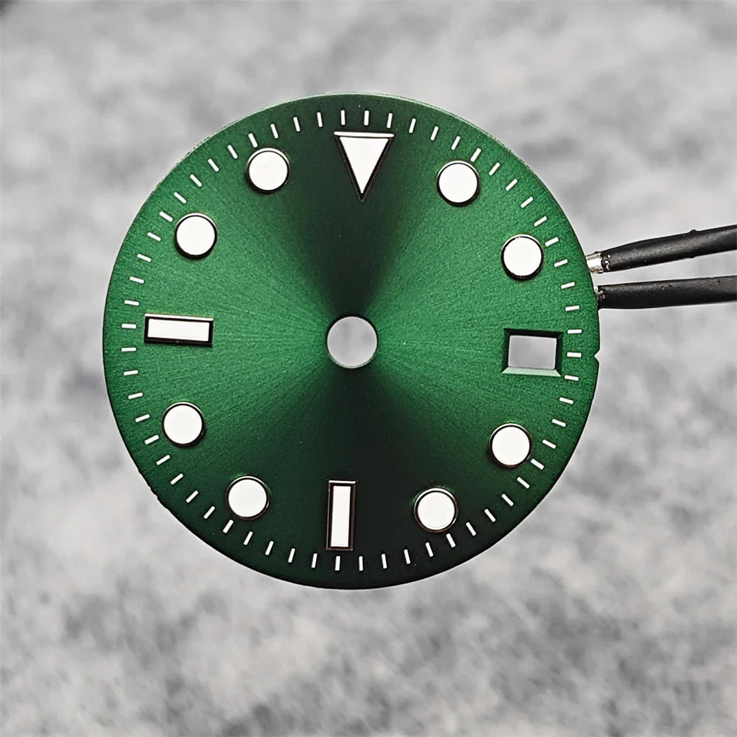 29MM Single calendar Watch Dial Green Luminous Modified Watch Accessories GMT Four-Hand Watch Faces for Japan NH34 Movement