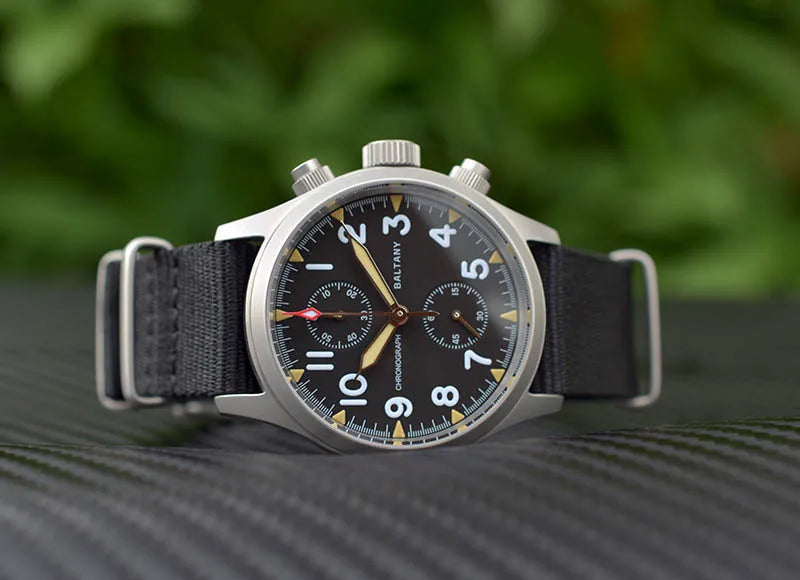 Customizable Baltany Chronograph Watch S5033 39MM Military Quartz Watch VK61  AR Sapphire 100M Waterproof  Swiss Lume