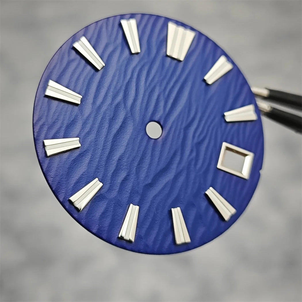 28.5mm NH35 Watch Dial Vertical Wave Stripe Pattern Watch Faces BGW9/C3 Luminous Surface Accessories for NH35/NH36/4R/6R Movement