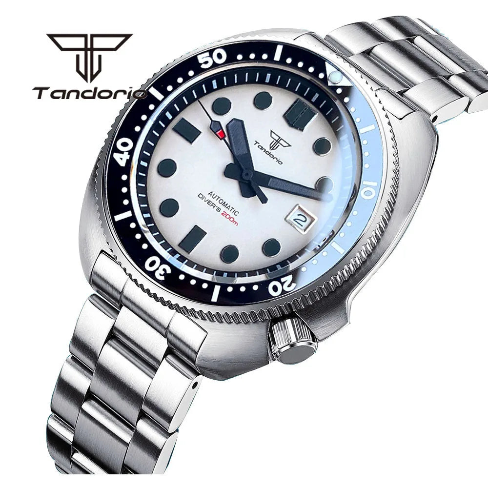 Tandorio Captain NH35A 44mm 200m Diving watch Sapphire Brushed Ceramic TD237
