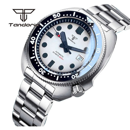 Tandorio Captain NH35A 44mm 200m Diving watch Sapphire Brushed Ceramic TD237