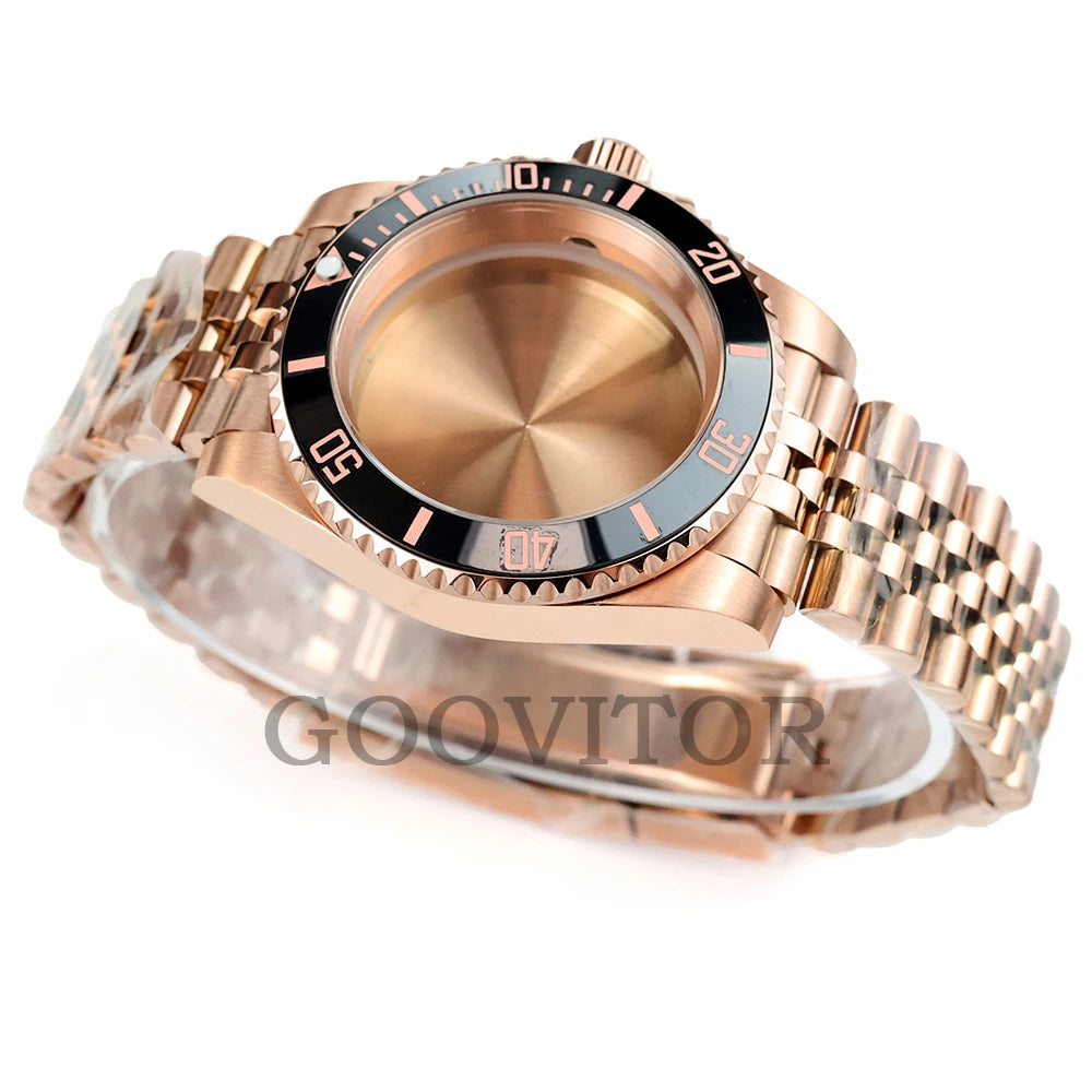NH35 Watch Case 40mm For GMT YACHT-MASTER Seiko NH34/NH35/NH36/NH38 Movement Rose Gold Jubilee Bracelet Submariner NH35 Case