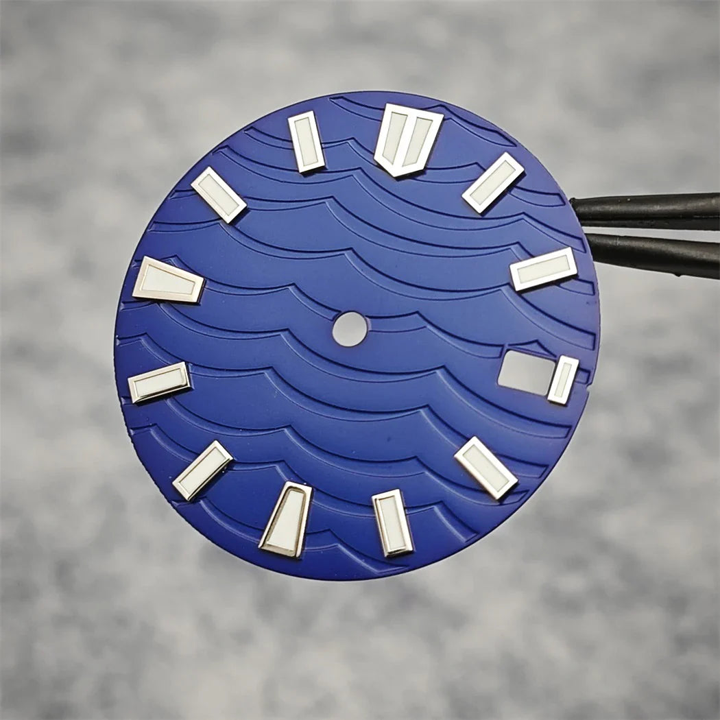 28.5mm Watch Dial C3 Green Luminous Wave Pattern Watch Faces Watches Replacement Accessories for NH35/ NH36/ NH34 Movement