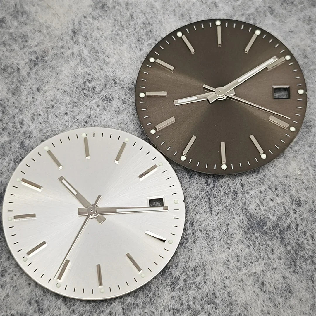 29mm Log Dial 8215 Watch Dial + Watch Hands Set Green Luminous Watch Faces Modified Accessories for 8215 / 8200 / 2813 Movement