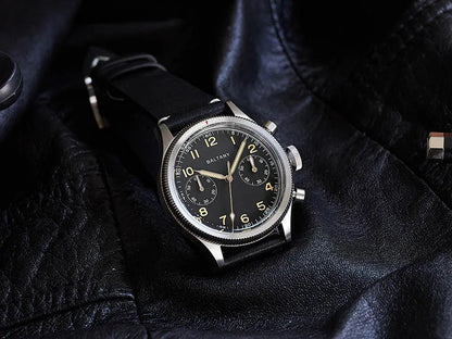 Baltany Military Chronograph Man S5054 Retro Style Quartz Watch Leather Strap Sapphire Glass 5ATM Waterproof Multifunction Watch