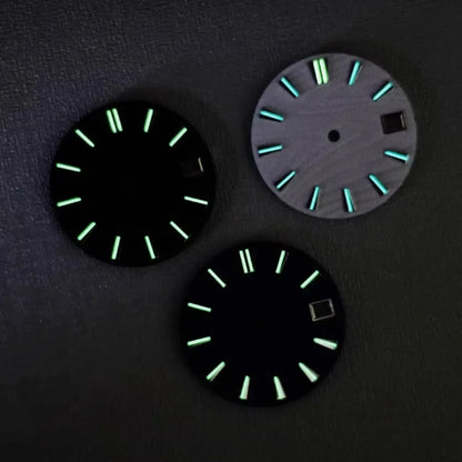 28.5mm Green Luminous Watch Dial Wood Texture Watch Faces Replace Accessories for SKX007 NH35/NH36/4R/7S Movement Watch Parts