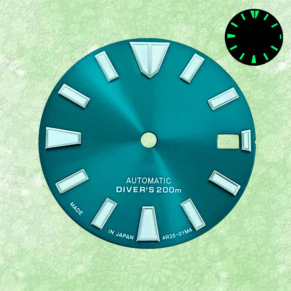 28.5mm S Logo Dial Suitable For NH35/NH36 Japanese Automatic Movement Green Luminous Watch Modification Accessories